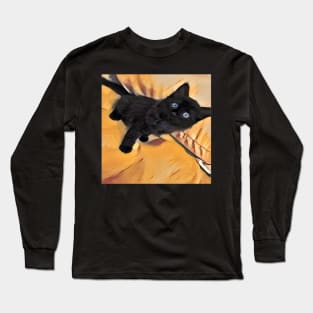 BLUE EYE CAT BLACK Long Sleeve T-Shirt